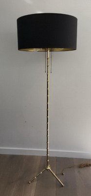 Bronze and Brass False-Bamboo Parquet Floor Lamp from Jacques Adnet-BA-1365791