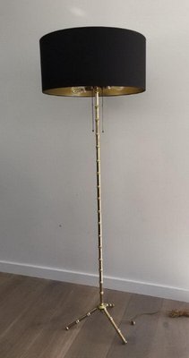 Bronze and Brass False-Bamboo Parquet Floor Lamp from Jacques Adnet-BA-1365791