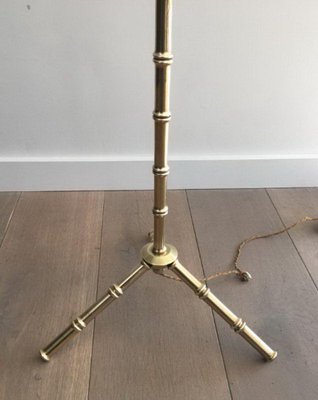 Bronze and Brass False-Bamboo Parquet Floor Lamp from Jacques Adnet-BA-1365791