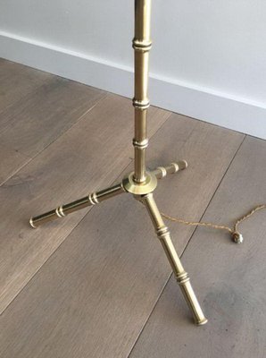 Bronze and Brass False-Bamboo Parquet Floor Lamp from Jacques Adnet-BA-1365791