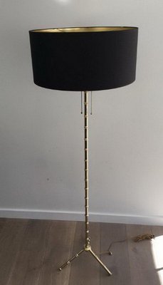 Bronze and Brass False-Bamboo Parquet Floor Lamp from Jacques Adnet-BA-1365791