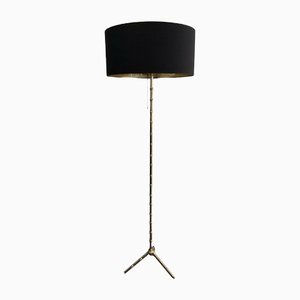 Bronze and Brass False-Bamboo Parquet Floor Lamp from Jacques Adnet-BA-1365791