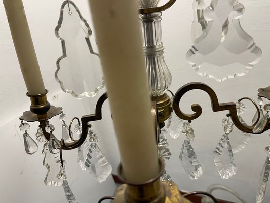 Bronze and Crystal Chandelier, 1940s-JJC-1787780