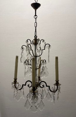 Bronze and Crystal Chandelier, 1940s-JJC-1787780