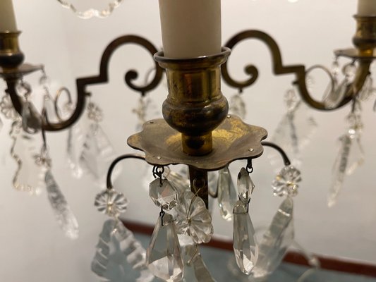 Bronze and Crystal Chandelier, 1940s-JJC-1787780