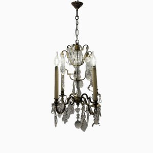 Bronze and Crystal Chandelier, 1940s-JJC-1787780