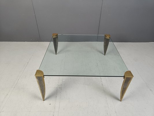 Bronze and Glass Coffee Table, 1970s-IRH-2028962