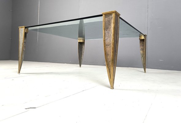 Bronze and Glass Coffee Table, 1970s-IRH-2028962