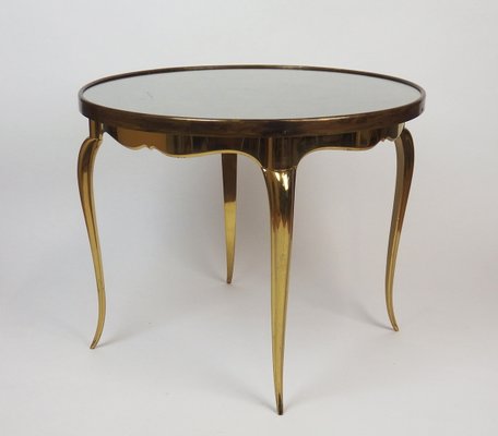 Bronze and Glass Pedestal Table, 1950s-LW-688806