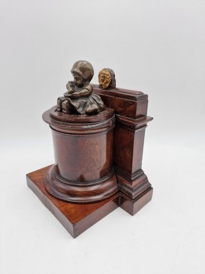 Bronze and Mahogany Bookend, 19th Century-RKF-1804039