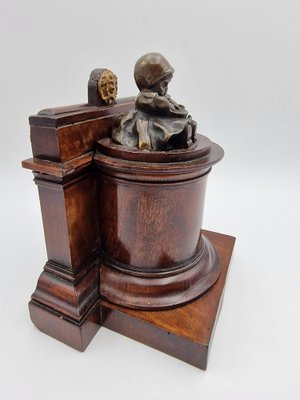 Bronze and Mahogany Bookend, 19th Century-RKF-1804039