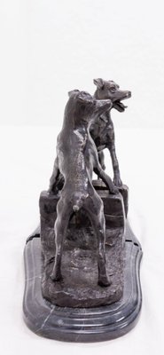 Bronze and Marble Bookends with Barking Dogs from E Drouot, France, 1890s, Set of 2-RIU-1112894