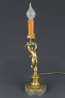 Bronze and Marble Cherub Table Lamp, 1920s-KEG-820257