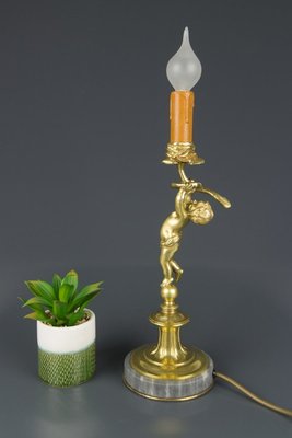 Bronze and Marble Cherub Table Lamp, 1920s-KEG-820257