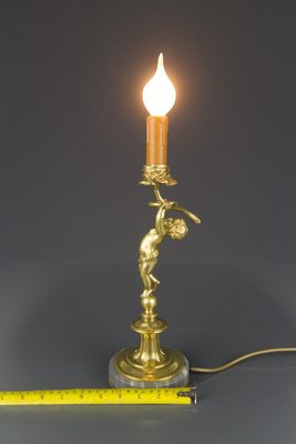 Bronze and Marble Cherub Table Lamp, 1920s-KEG-820257