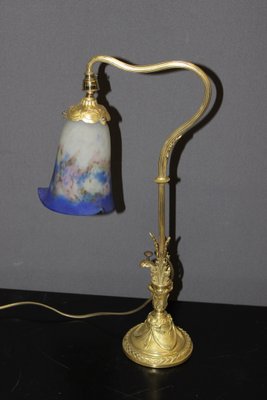 Bronze and Pâte de Verre Desk Lamp from Muller Frères, 1900s-BCR-1720753