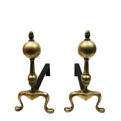 Bronze and Wrought Iron Chimney Morillos, 1940, Set of 2-ODB-1811058