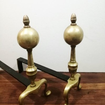 Bronze and Wrought Iron Chimney Morillos, 1940, Set of 2-ODB-1811058