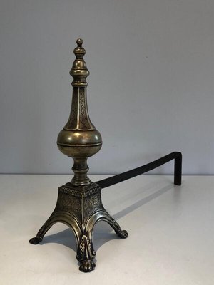 Bronze and Wrought Iron Eiffel Tower Andirons, France, 1900s, Set of 2-BA-874686