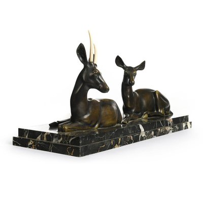 Bronze Antelope Sculpture by Georges-Henri Laurent-NQ-702208