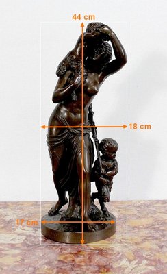 Bronze Bacchante and Small Fauns in the Style of J.J. Foucou, 19th-Century-RVK-1004458