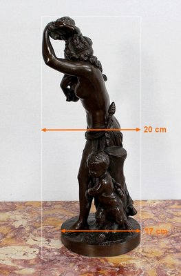 Bronze Bacchante and Small Fauns in the Style of J.J. Foucou, 19th-Century-RVK-1004458