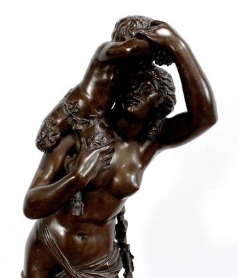 Bronze Bacchante and Small Fauns in the Style of J.J. Foucou, 19th-Century-RVK-1004458