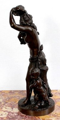 Bronze Bacchante and Small Fauns in the Style of J.J. Foucou, 19th-Century-RVK-1004458