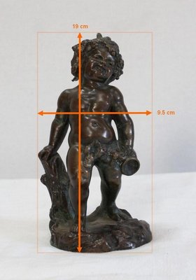 Bronze Bacchus Child Figureine by E. Pasteur, 19th Century-RVK-1056255