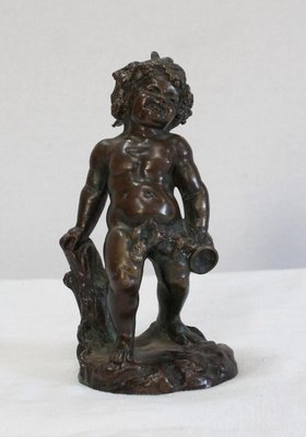 Bronze Bacchus Child Figureine by E. Pasteur, 19th Century-RVK-1056255