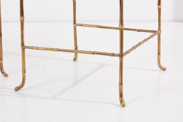 Bronze Bamboo Nesting Tables with Mirrors by Maison Baguès, France, Set of 3-SFD-942470