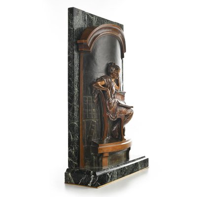 Bronze Bas-Relief on Marble Base by L-E Barrias-NQ-999831