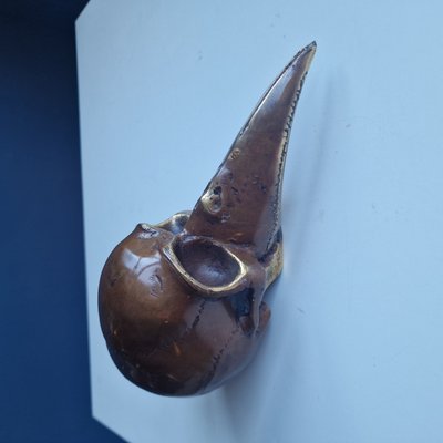 Bronze Bird-Beaked Skull Memento Mori Surrealism Sculpture, 1990s-BXK-2032213