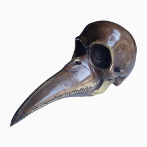 Bronze Bird-Beaked Skull Memento Mori Surrealism Sculpture, 1990s-BXK-2032213