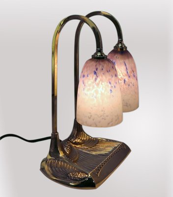 Bronze Bousquet Double Lamp, 1910s-VDW-994095