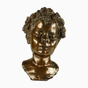 Bronze Boy Bust from Fonderia Artistica Walter Bagnoli Napoli-FUP-693346