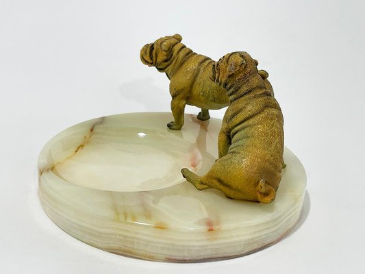 Bronze Bulldogs on Onyx Base attributed to Vrai, France, 1920s-UCH-1735721