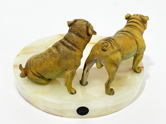 Bronze Bulldogs on Onyx Base attributed to Vrai, France, 1920s-UCH-1735721