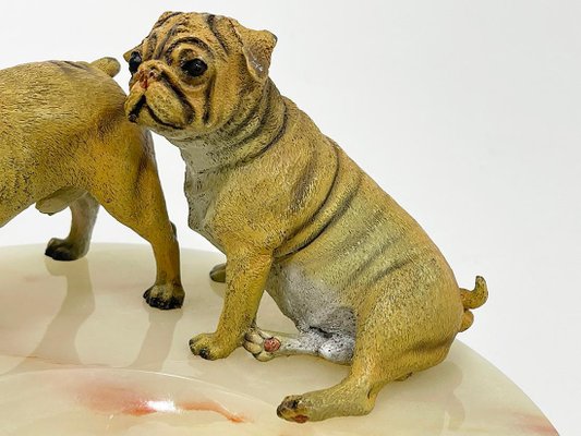 Bronze Bulldogs on Onyx Base attributed to Vrai, France, 1920s-UCH-1735721