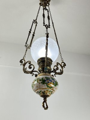 Bronze, Ceramic and Glass Hanging Light, Italy, 1950s-YST-1740534