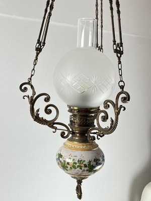 Bronze, Ceramic and Glass Hanging Light, Italy, 1950s-YST-1740534