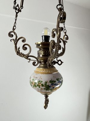 Bronze, Ceramic and Glass Hanging Light, Italy, 1950s-YST-1740534