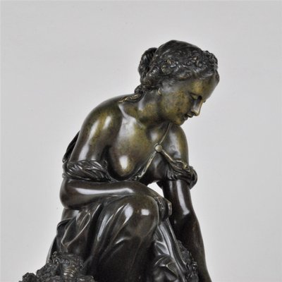 Bronze Clock Depicting Woman with Flowers from Schenewerk, 19th Century-SYQ-987816