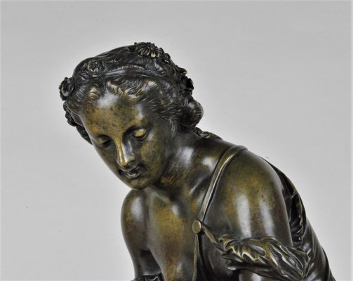 Bronze Clock Depicting Woman with Flowers from Schenewerk, 19th Century-SYQ-987816