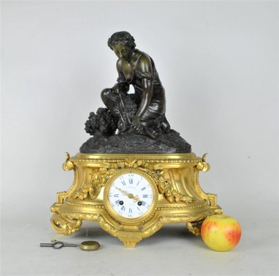 Bronze Clock Depicting Woman with Flowers from Schenewerk, 19th Century-SYQ-987816