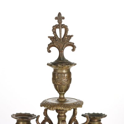 Bronze Clock with Candleholders, France, 19th Century, Set of 3-VMM-1310165