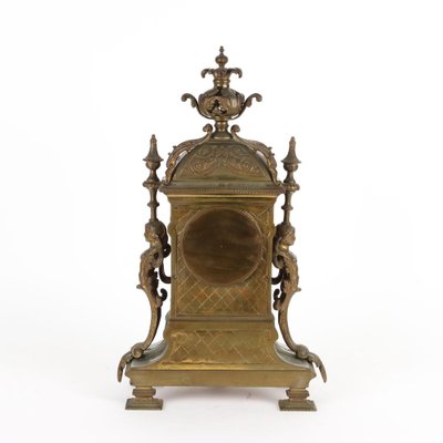 Bronze Clock with Candleholders, France, 19th Century, Set of 3-VMM-1310165