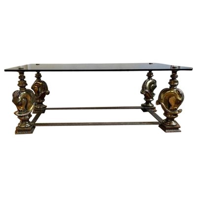 Bronze Coffee Table with Horse Heads-JG-1293749