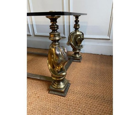 Bronze Coffee Table with Horse Heads-JG-1293749