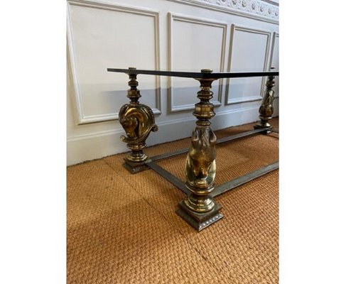 Bronze Coffee Table with Horse Heads-JG-1293749